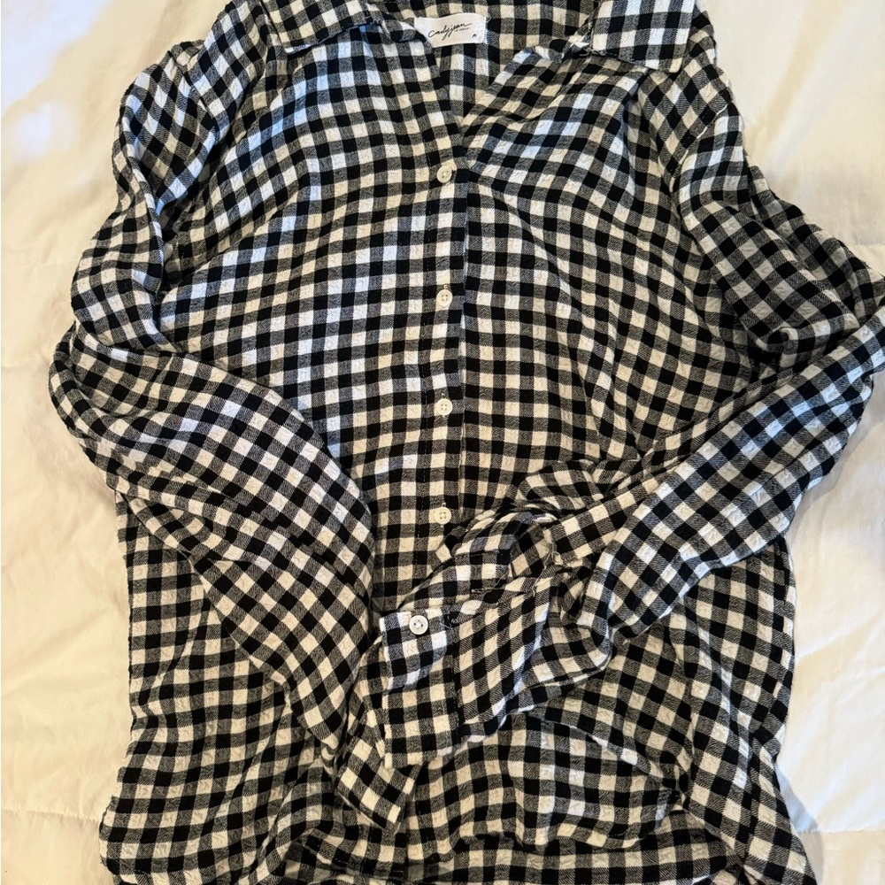 CJLA Black and White Checkered Button-Up Shirt